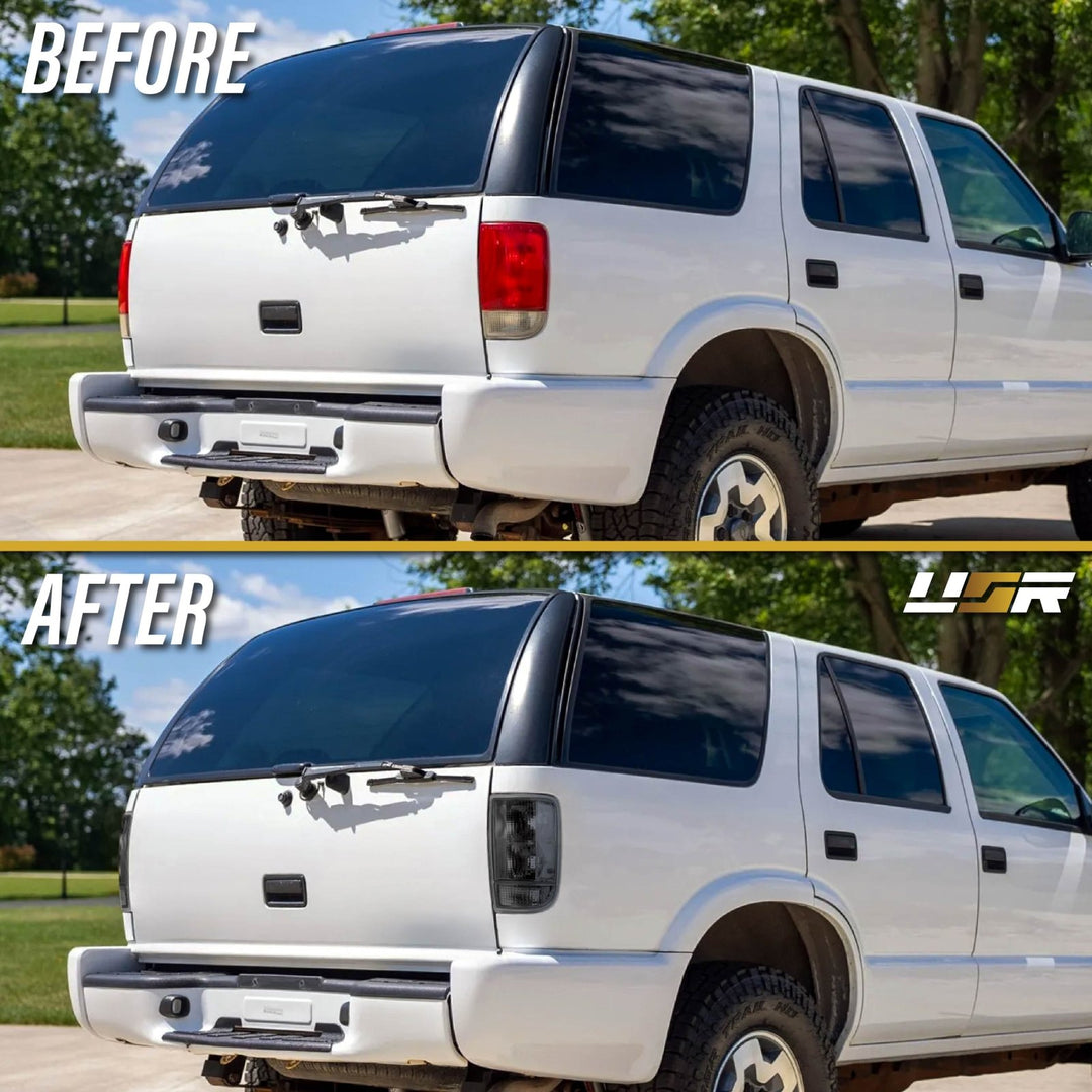 1995 - 2004 Chevrolet Chevy Blazer & GMC Jimmy, 1997 - 2001 Envoy EG Black Chrome Housing Smoke Lens Tail Lights