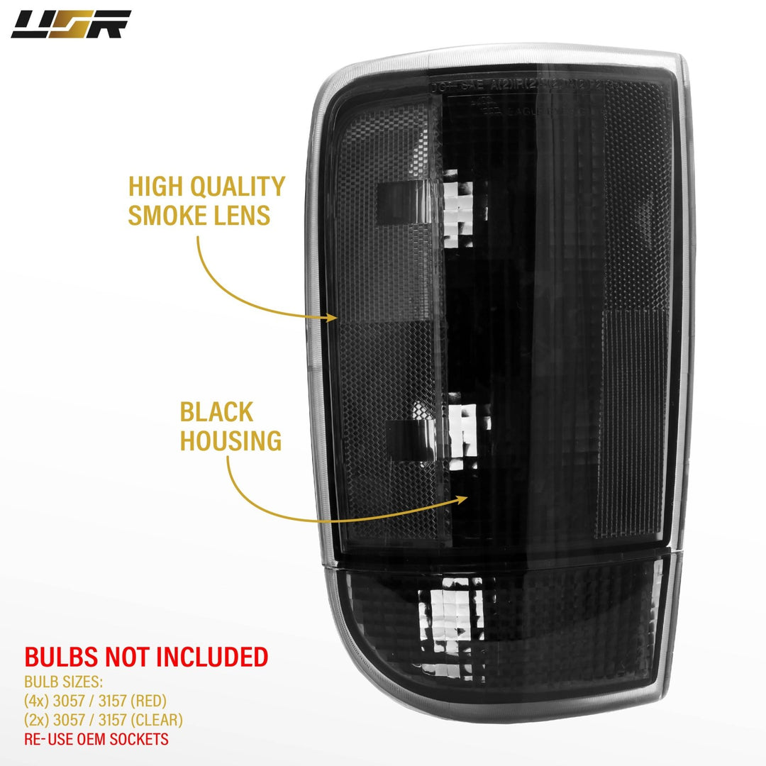 1995 - 2004 Chevrolet Chevy Blazer & GMC Jimmy, 1997 - 2001 Envoy EG Black Chrome Housing Smoke Lens Tail Lights