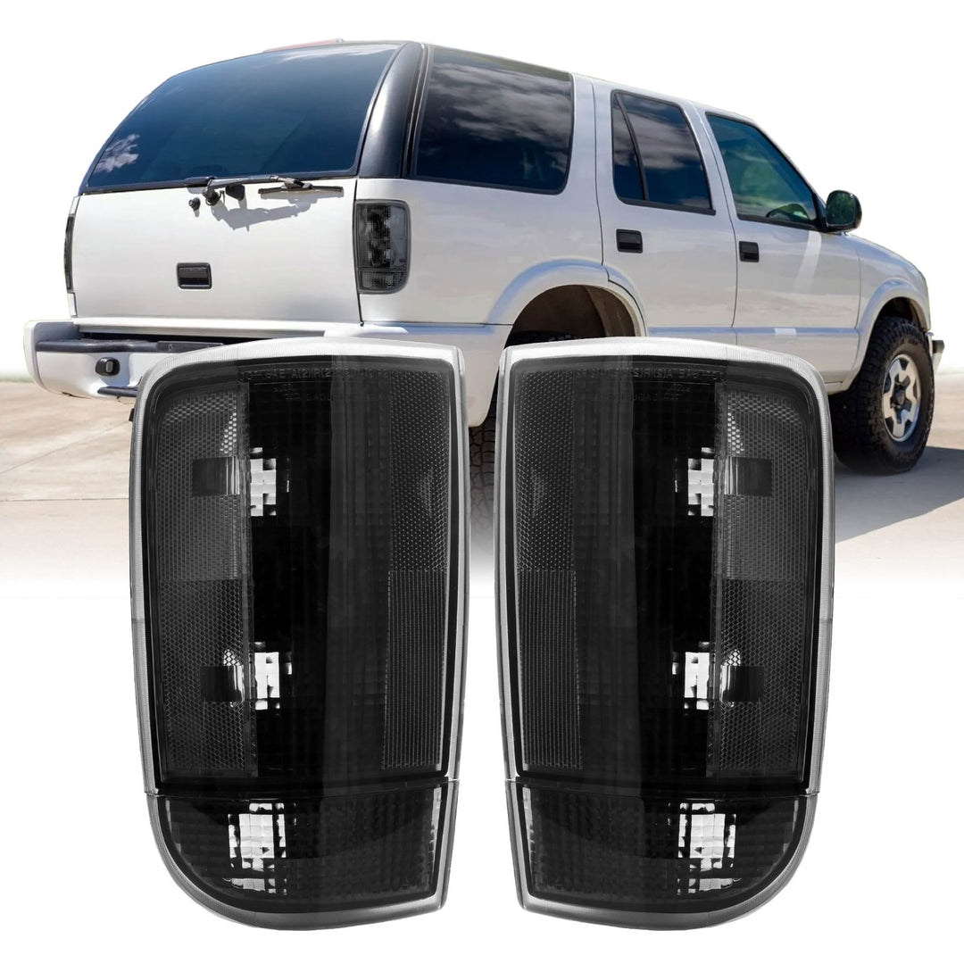 1995 - 2004 Chevrolet Chevy Blazer & GMC Jimmy, 1997 - 2001 Envoy EG Black Chrome Housing Smoke Lens Tail Lights
