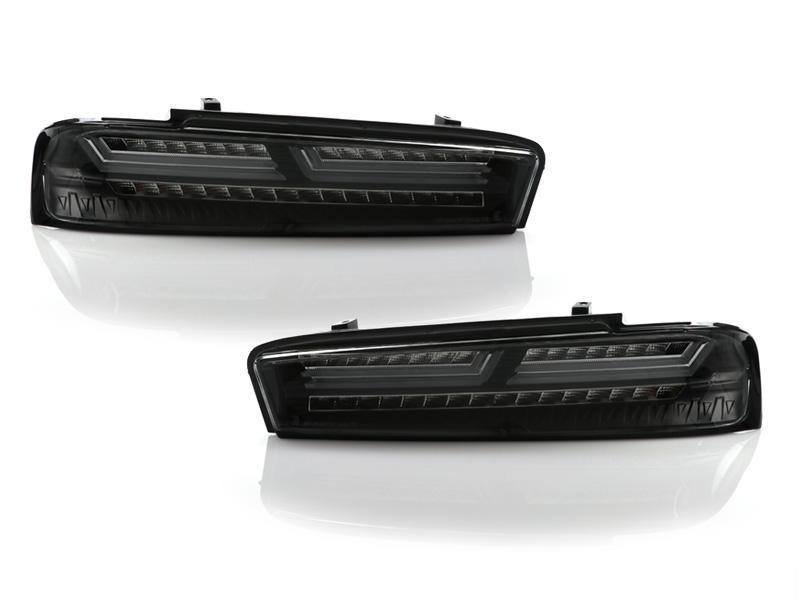2016 - 2018 Chevy Camaro Black Housing Clear or Smoke Lens Amber Sequential Turn Signal FULL LED Tail Light