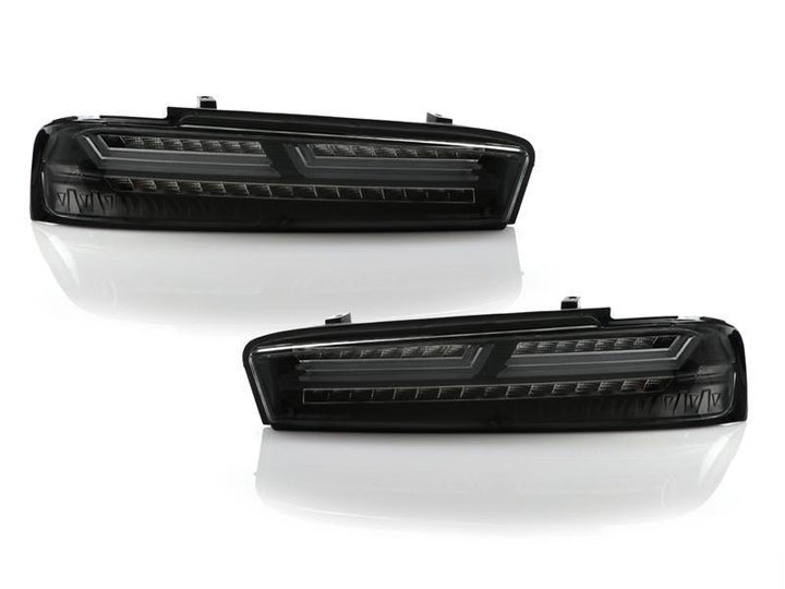 2016 - 2018 Chevy Camaro Black Housing Clear or Smoke Lens Amber Sequential Turn Signal FULL LED Tail Light