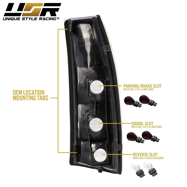 1988 - 2000 Chevy Chevrolet CK, Suburban, Blazer, Tahoe & GMC C/K, Suburban, Yukon & Cadillac Escalade Truck All Clear Lens Tail Lights