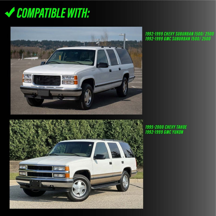 1988 - 2000 Chevy Chevrolet CK, Suburban, Blazer, Tahoe & GMC C/K, Suburban, Yukon & Cadillac Escalade Truck All Clear Lens Tail Lights

#light-source_led