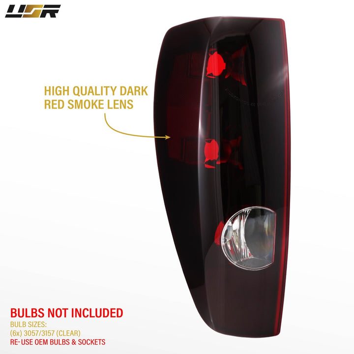 2004 - 2012 Chevrolet Chevy Colorado Dark Smoke Red Lens Tail Lights