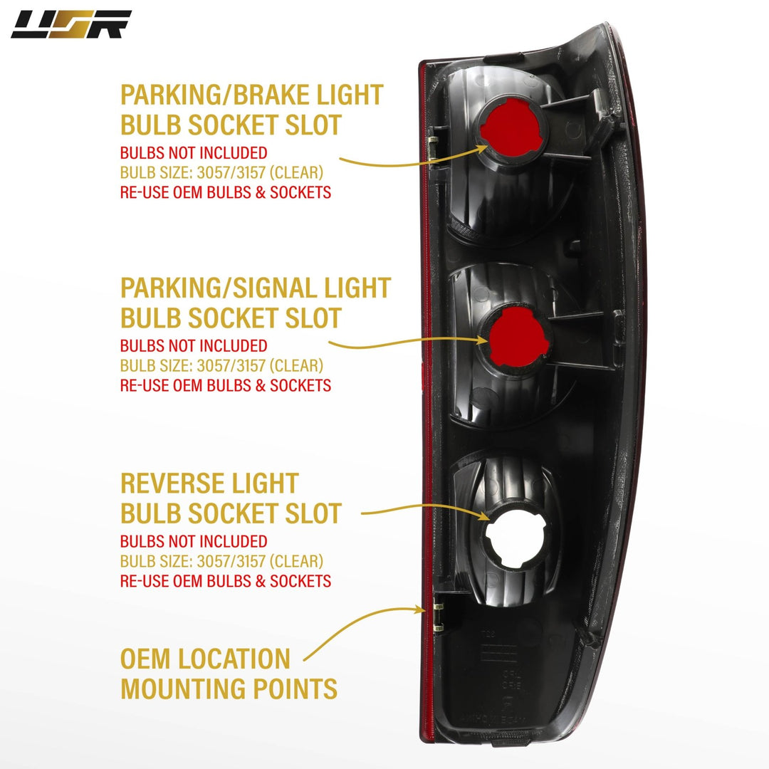 2004 - 2012 Chevrolet Chevy Colorado Dark Smoke Red Lens Tail Lights