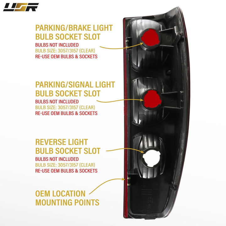2004 - 2012 Chevrolet Chevy Colorado Dark Smoke Red Lens Tail Lights