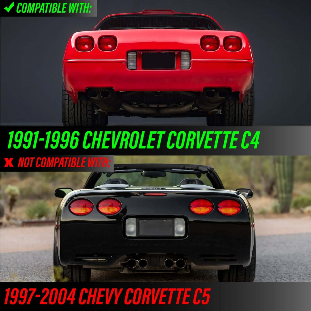 1991-1996 Chevrolet Chevy Corvette C4 Smoke Lens LED 4PC Tail Lights