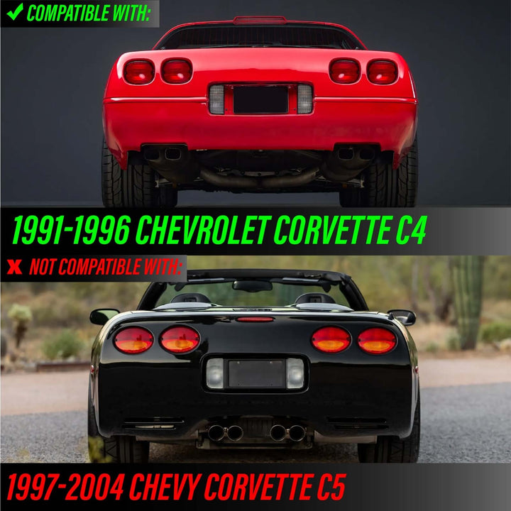 1991-1996 Chevrolet Chevy Corvette C4 Smoke Lens LED 4PC Tail Lights