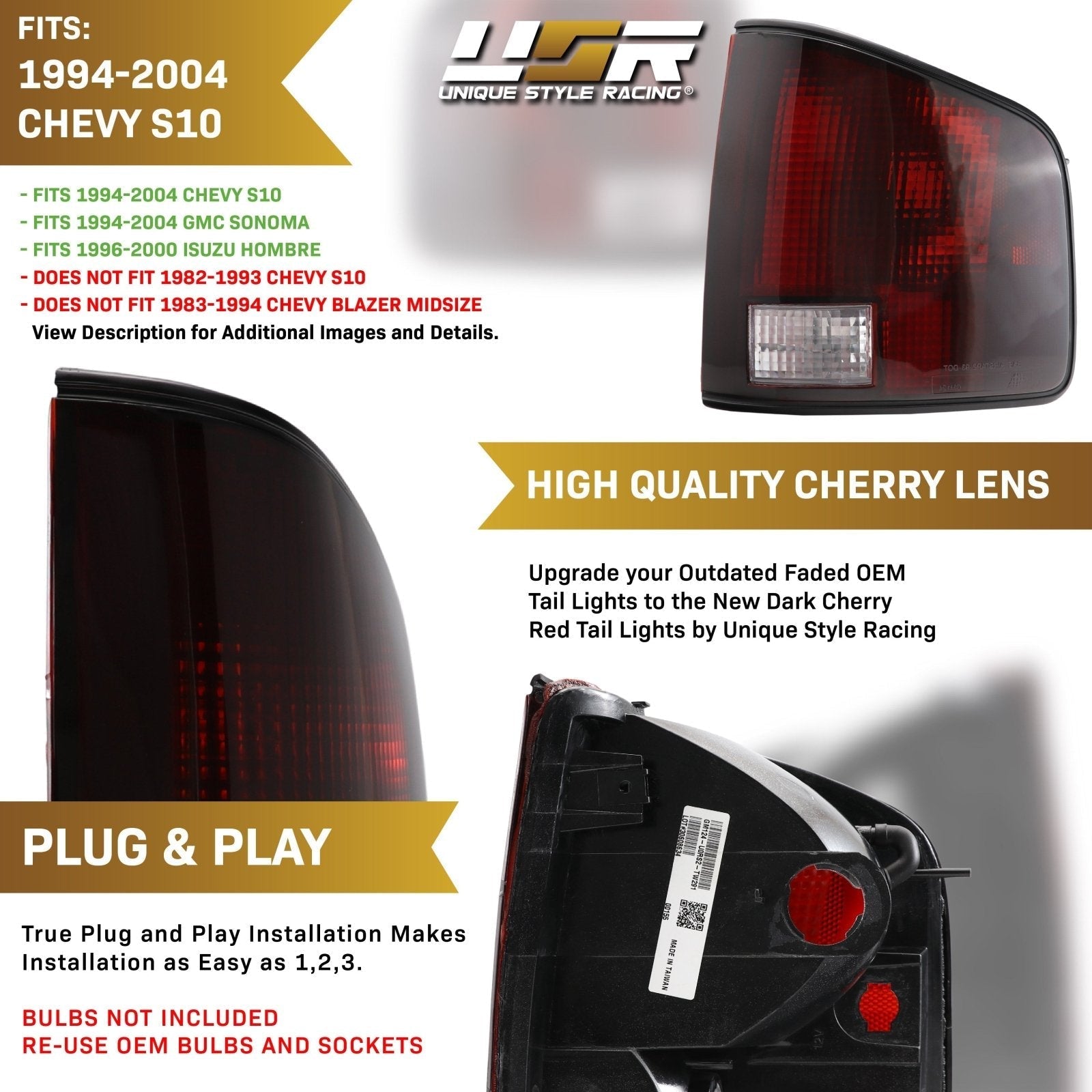 Smoke LED Tail Lights For 94-04 Chevy S10 & GMC Sonoma – Pair By ROXX