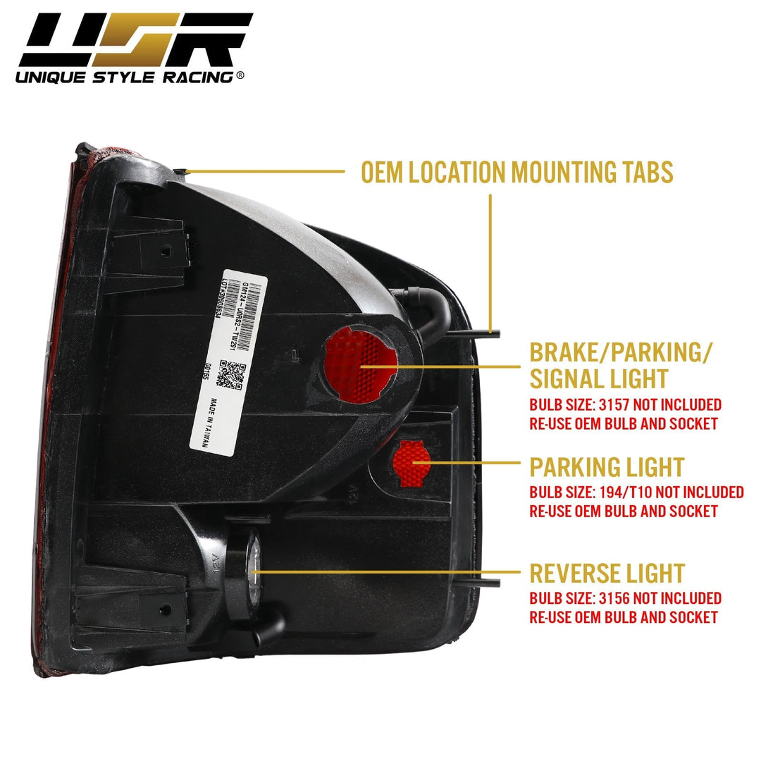 1994 - 2004 Chevrolet Chevy S - 10 Pick Up / GMC Sonoma & 1996 - 2000 Isuzu Hombre Dark Red Smoke Lens Tail Lights