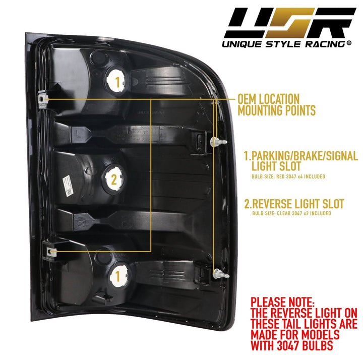 2007 - 2014 Chevy Silverado Pickup / 2007 - 2013 GMC Sierra Truck All Clear Lens Tail Lights