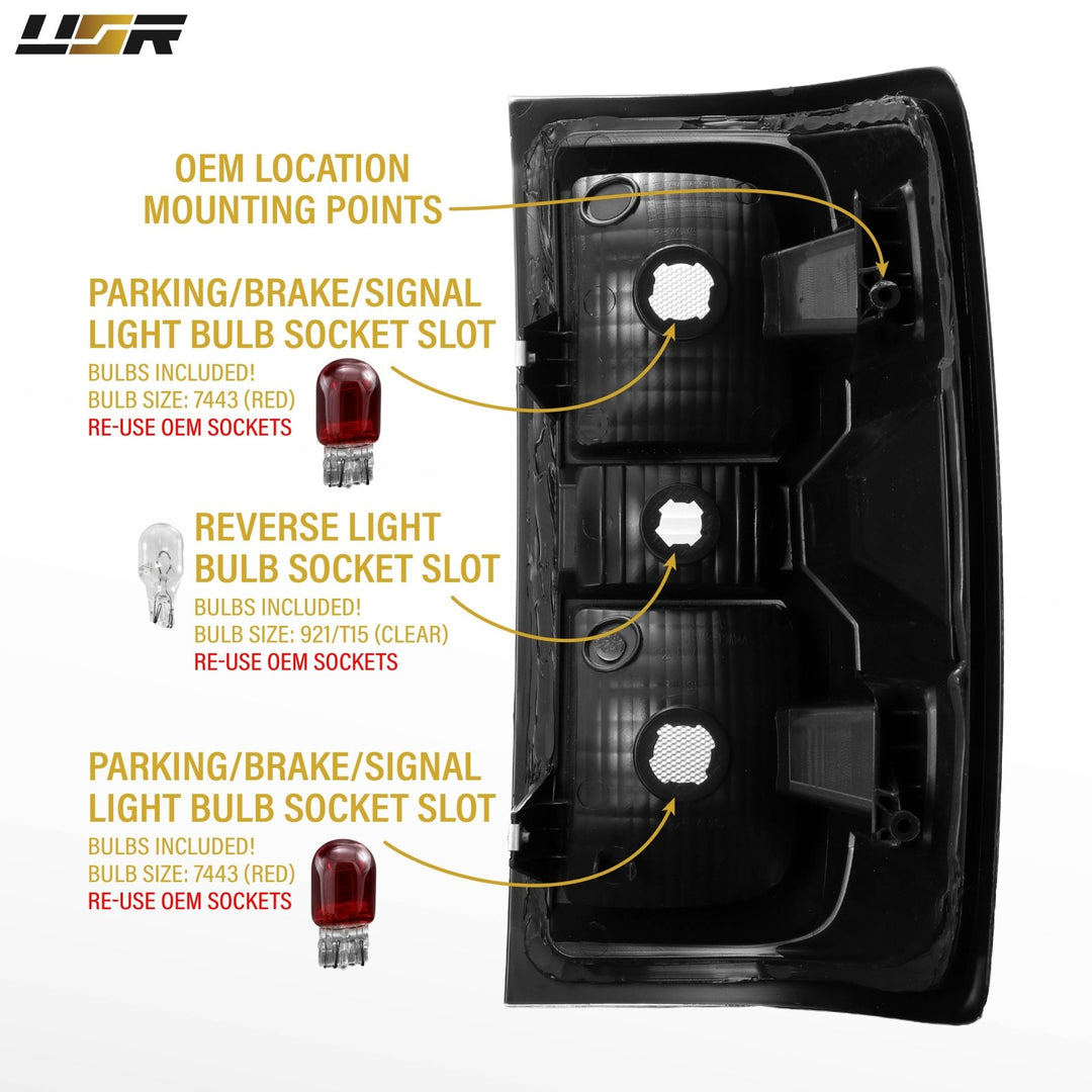 2014-2015 Chevrolet Silverado Halogen Models All Clear Lens Tail Lights