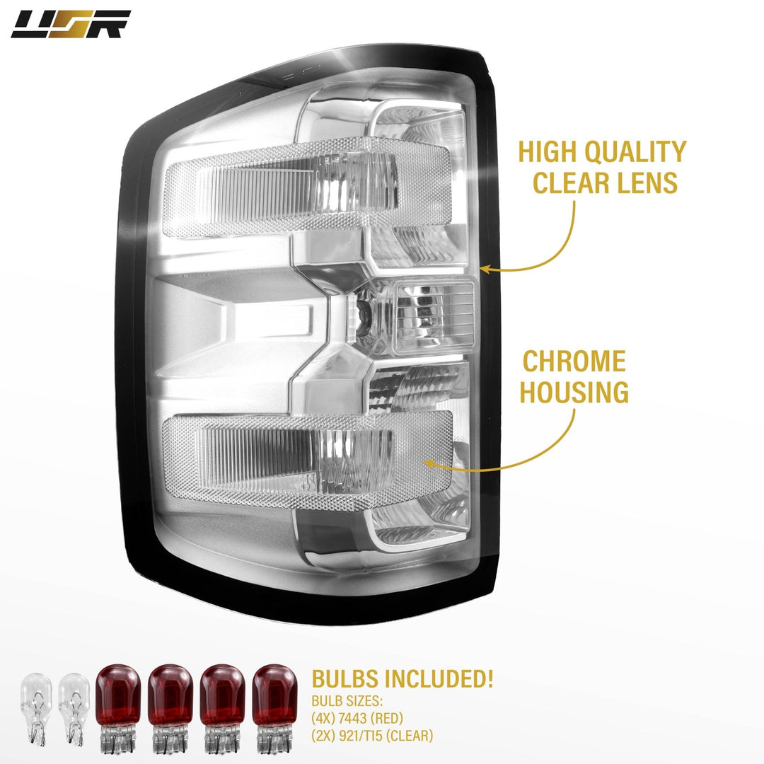 2014-2015 Chevrolet Silverado Halogen Models All Clear Lens Tail Lights