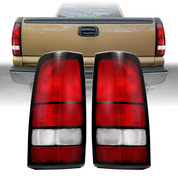 1999 - 2006 Chevrolet Chevy Silverado Red / Clear Lens Tail Lights