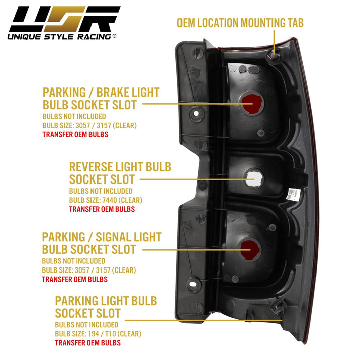 2007-2014 Chevrolet Suburban & Tahoe Dark Smoke Red Lens Tail Lights