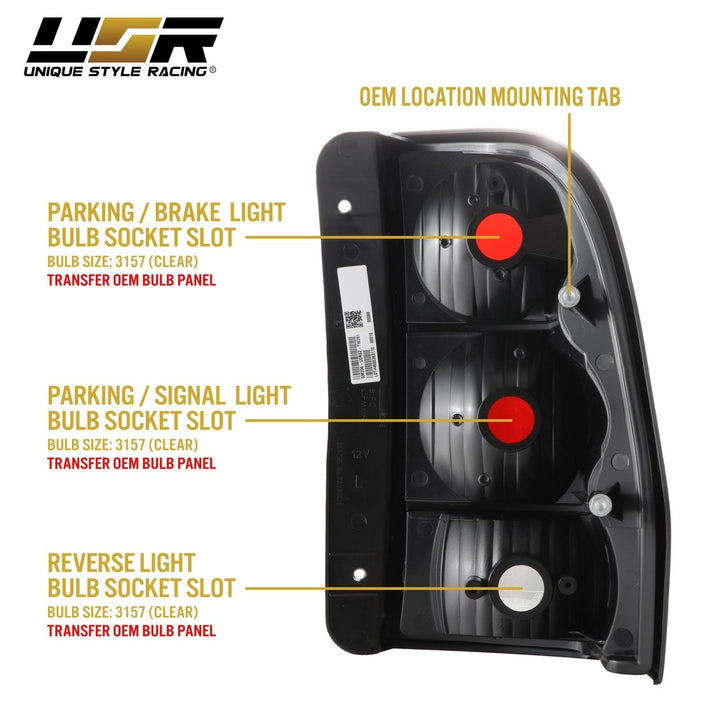 2002 - 2009 Chevrolet Trailblazer & 2007 - 2014 Chevrolet Suburban / Tahoe Dark Red Smoke Lens Tail Lights