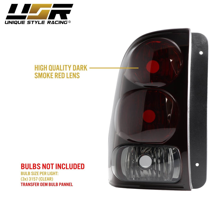 2002 - 2009 Chevrolet Trailblazer & 2007 - 2014 Chevrolet Suburban / Tahoe Dark Red Smoke Lens Tail Lights