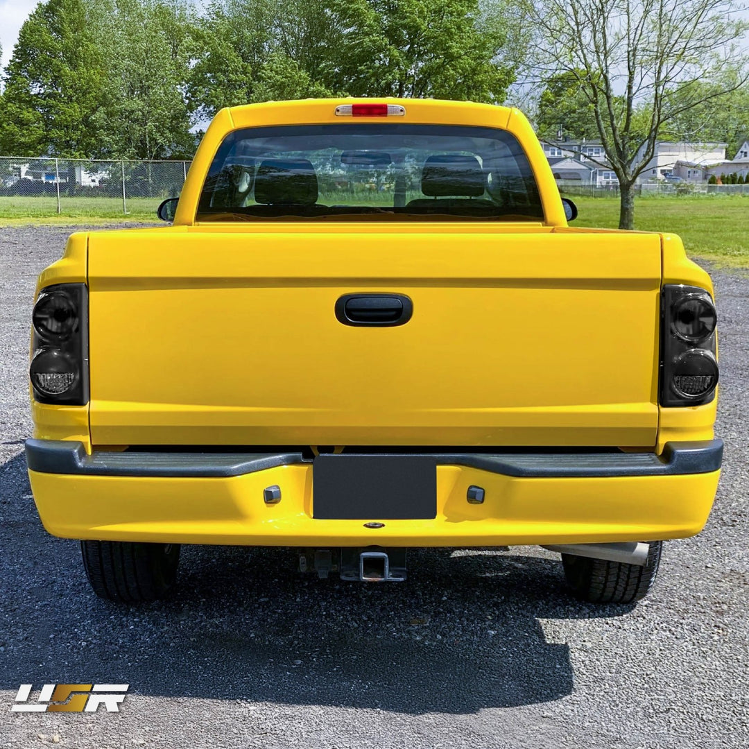 2005 - 2011 Dodge Dakota Pick Up Truck Black Chrome Housing Light Smoke Lens Tail Lights