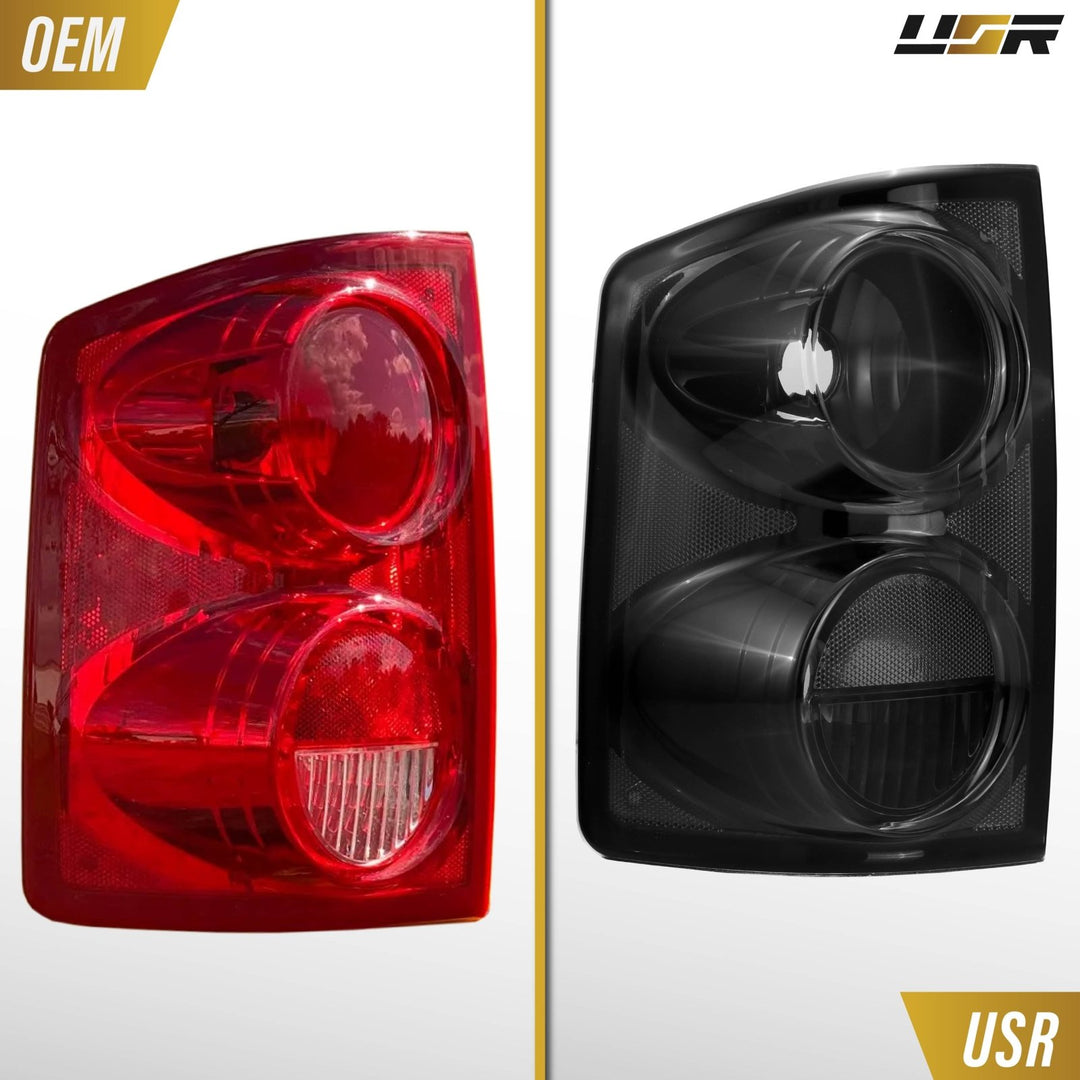 2005 - 2011 Dodge Dakota Pick Up Truck Black Chrome Housing Light Smoke Lens Tail Lights
