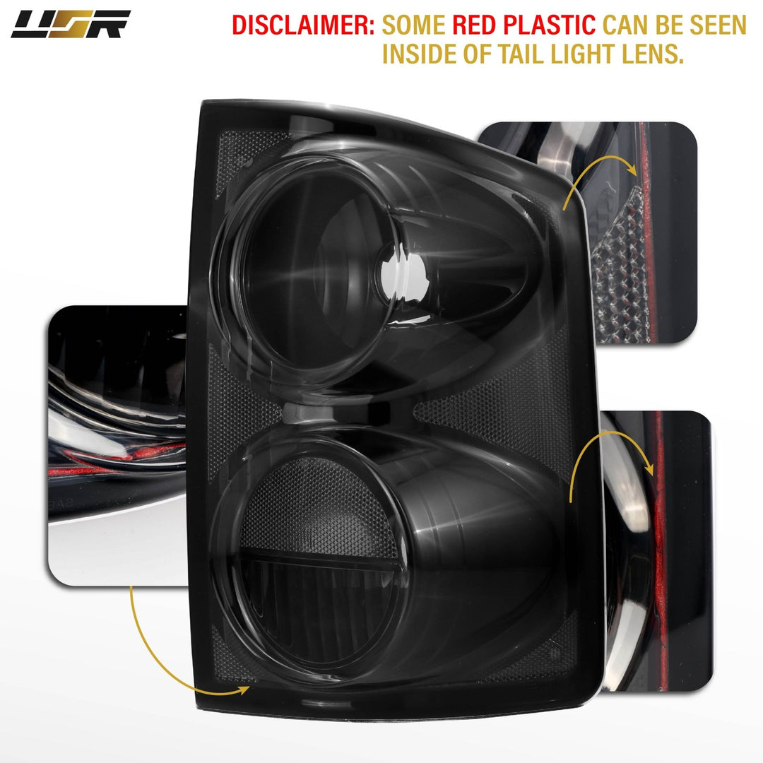 2005 - 2011 Dodge Dakota Pick Up Truck Black Chrome Housing Light Smoke Lens Tail Lights (Read Disclaimer - No Returns Accepted)