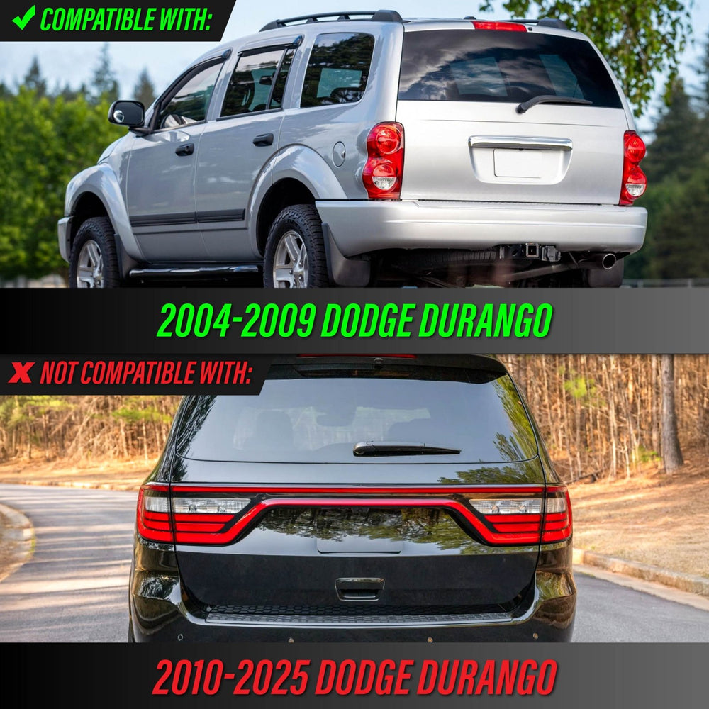 2004 - 2009 Dodge Durango Black Chrome Housing Light Smoke Lens Tail Lights