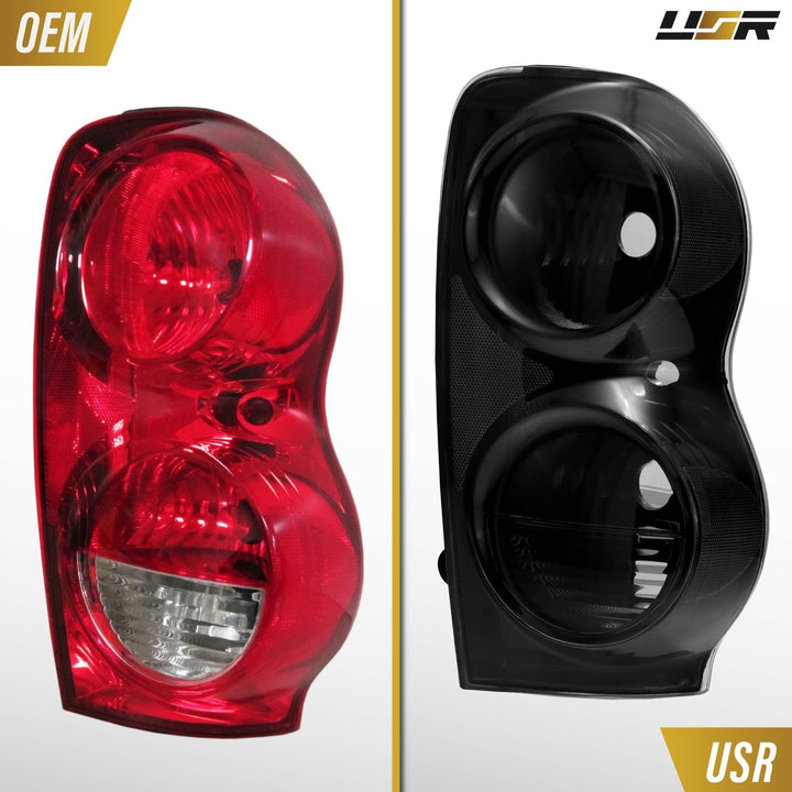 2004 - 2009 Dodge Durango Black Chrome Housing Light Smoke Lens Tail Lights