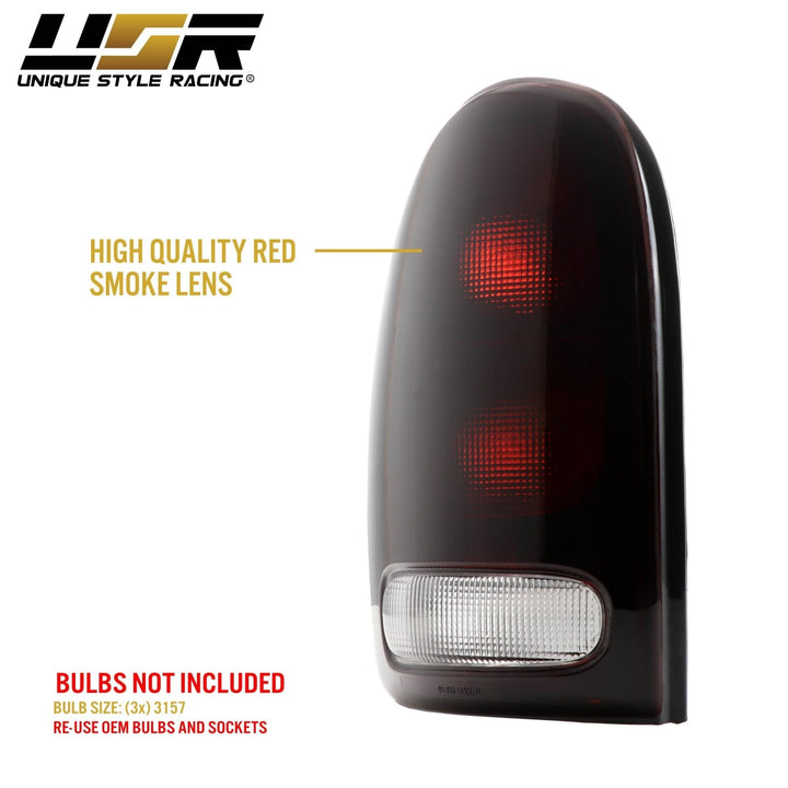 1998 - 2003 Dodge Durango & 1996 - 2000 Chrysler Grand Caravan / Caravan Dark Red Smoke Lens Tail Lights