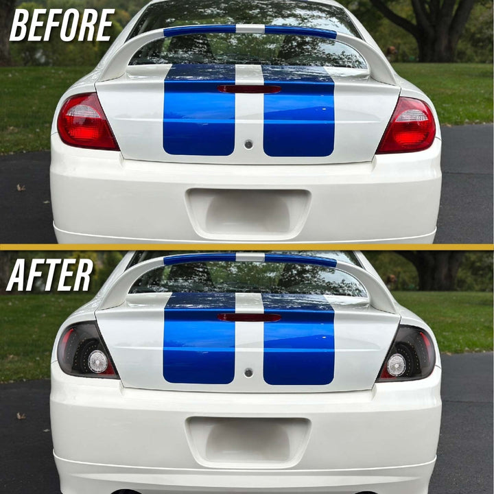 2003 - 2005 Dodge & Plymouth Neon 4D Sedan Black Housing Red LED Clear Lens Tail Light Set