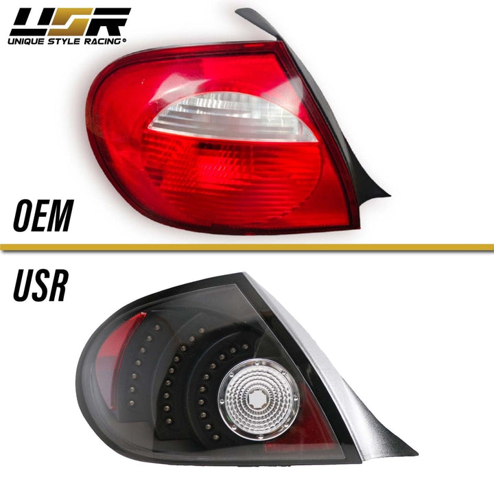 2003 - 2005 Dodge & Plymouth Neon 4D Sedan Black Housing Red LED Clear Lens Tail Light Set