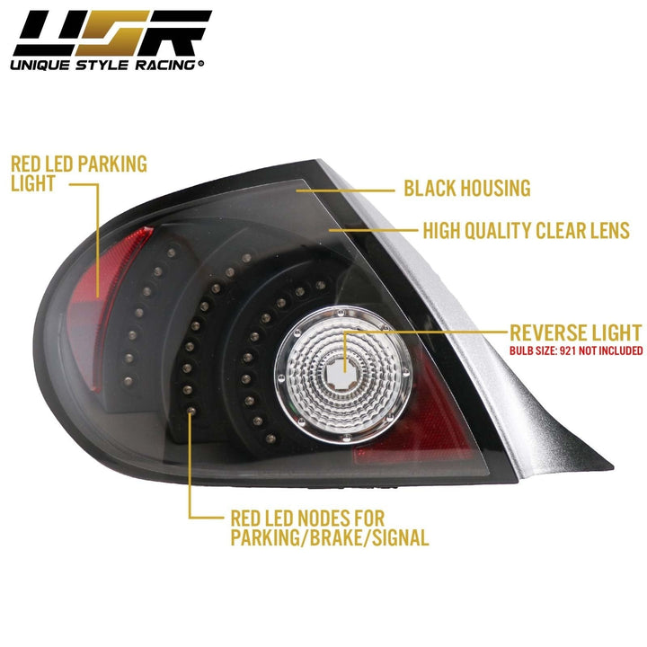 2003 - 2005 Dodge & Plymouth Neon 4D Sedan Black Housing Red LED Clear Lens Tail Light Set