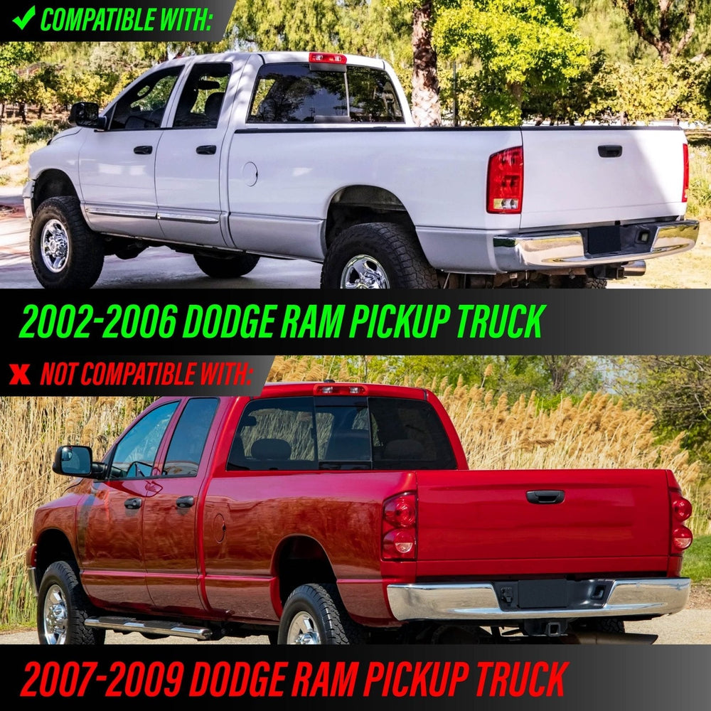 2002 - 2006 Dodge Ram Pick - Up Truck 1500 Glossy Black Housing All Clear Lens Tail Lights