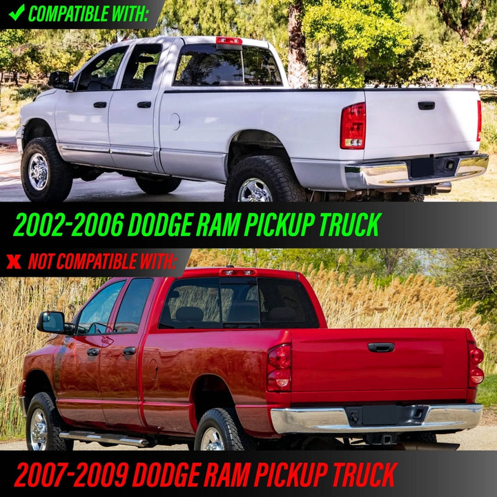 2002 - 2006 Dodge Ram Pick - Up Truck 1500 Glossy Black Housing All Clear Lens Tail Lights