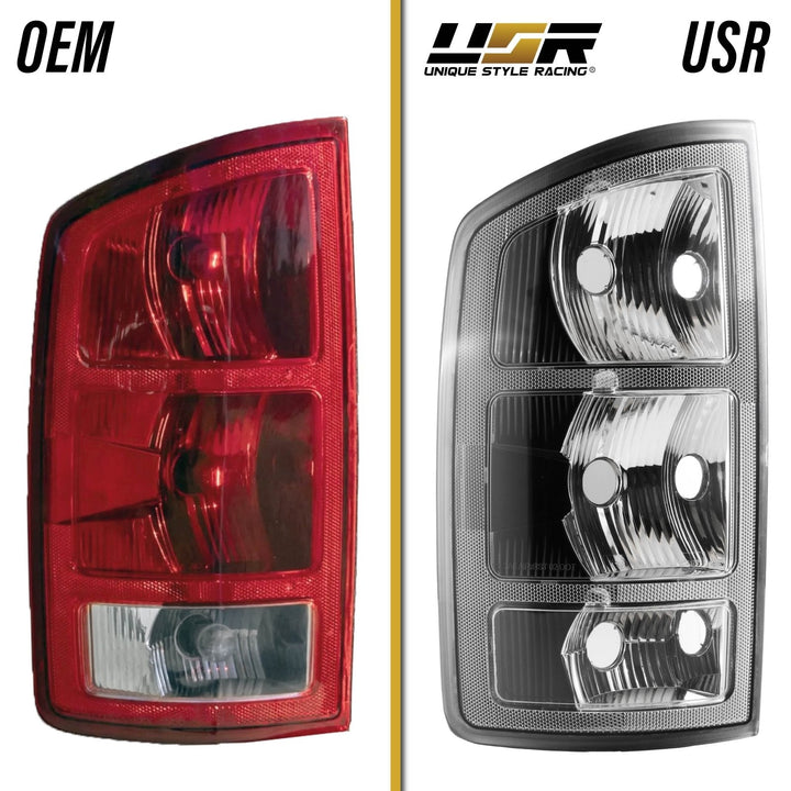 2002 - 2006 Dodge Ram Pick - Up Truck 1500 Glossy Black Housing All Clear Lens Tail Lights