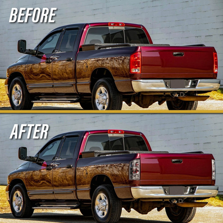 2002 - 2006 Dodge Ram Pick - Up Truck 1500 Glossy Black Housing All Clear Lens Tail Lights
