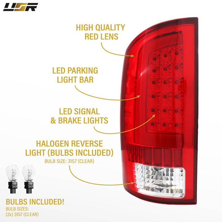 2002-2006 Dodge Ram Pick-Up Truck Red Clear Lens LED Tail Lights