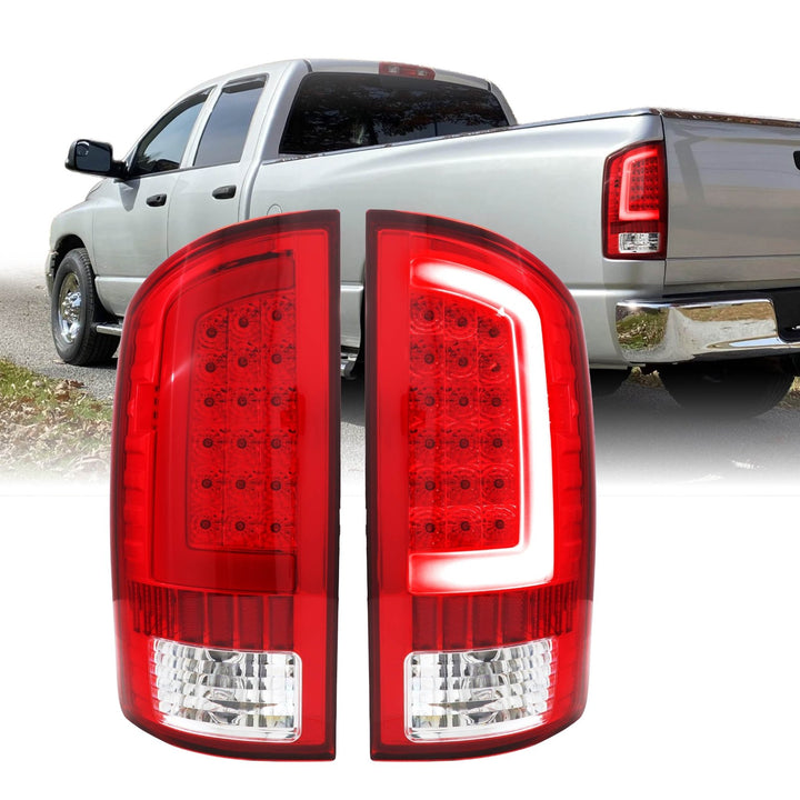 2002-2006 Dodge Ram Pick-Up Truck Red Clear Lens LED Tail Lights