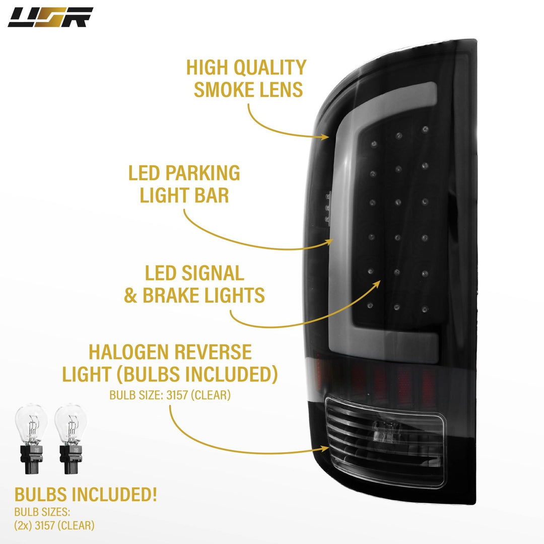 2002-2006 Dodge Ram Pick-Up Truck Smoke Lens LED Tail Lights