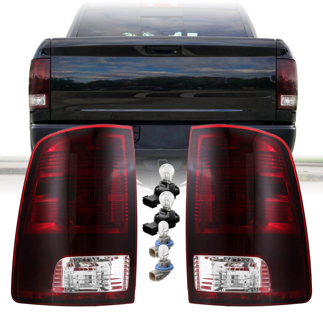 2009 - 2018 Dodge Ram Pick Up Dark Red Smoked Lens Tail Lights for Halogen Models