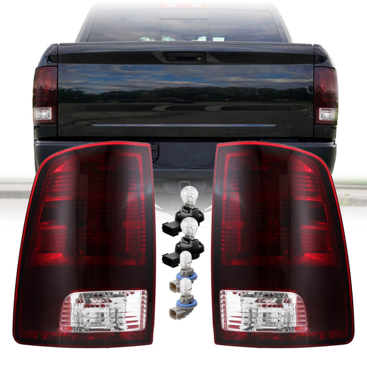 2009 - 2018 Dodge Ram Pick Up Dark Red Smoked Lens Tail Lights for Halogen Models