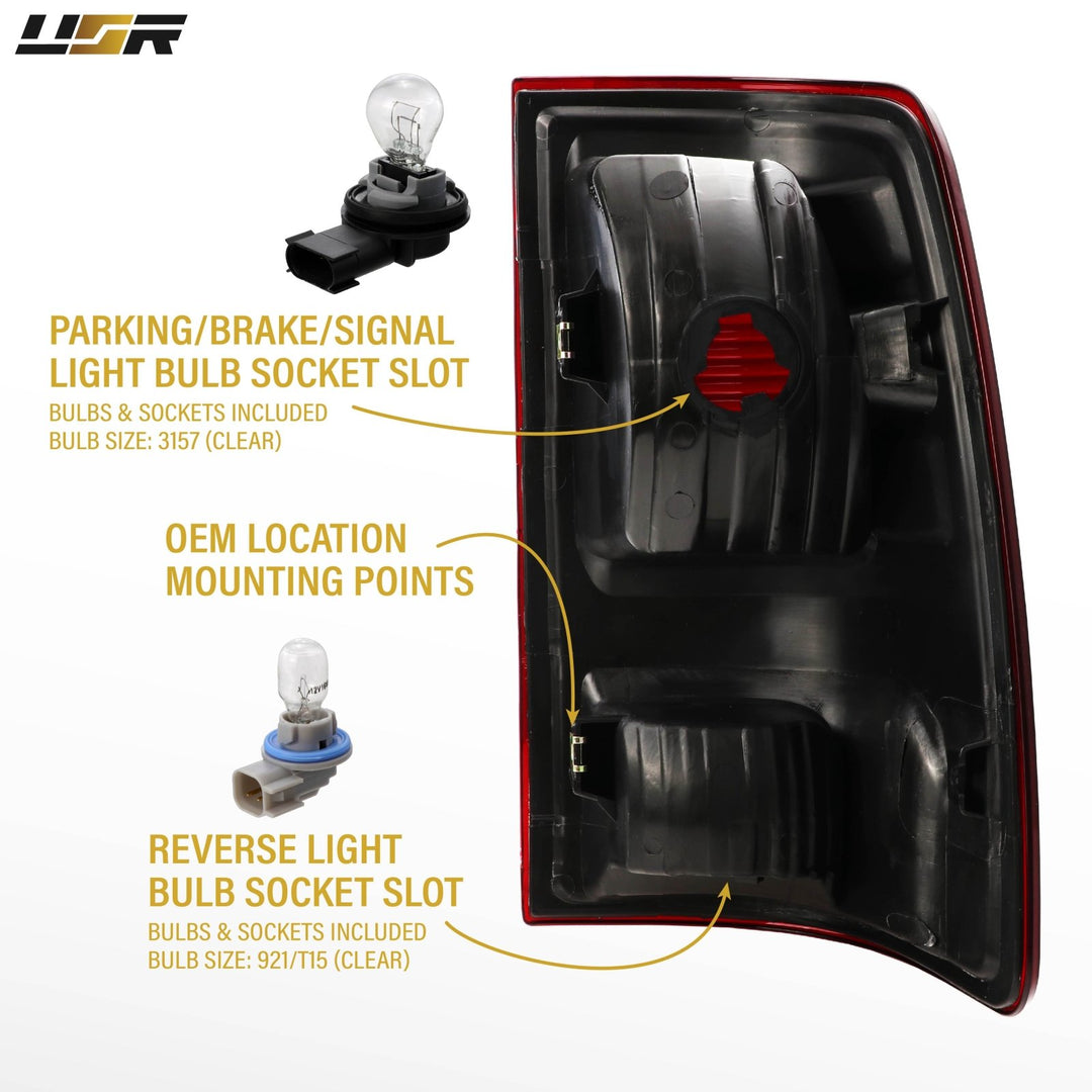2009 - 2018 Dodge Ram Pick Up Dark Red Smoked Lens Tail Lights for Halogen Models