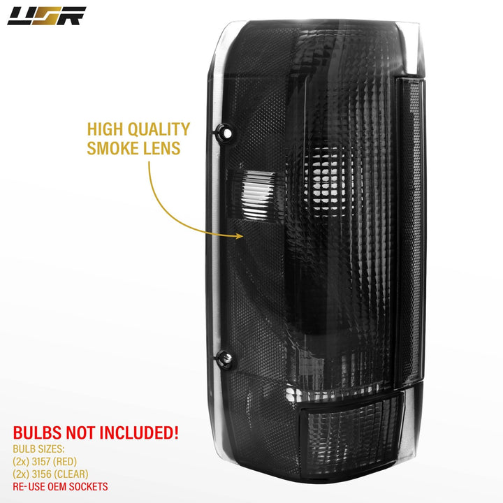 1992 - 1996 Ford F - 150, F - 250 & Bronco Smoke Lens Tail Lights