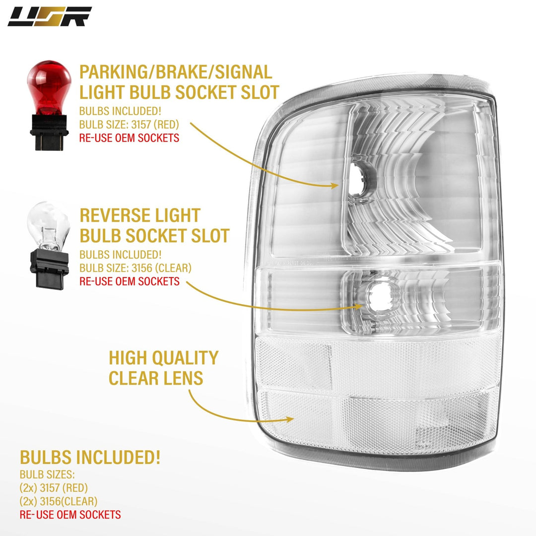 2004 - 2008 Ford F - 150 / F150 Euro Style All Clear Lens Tail Lights