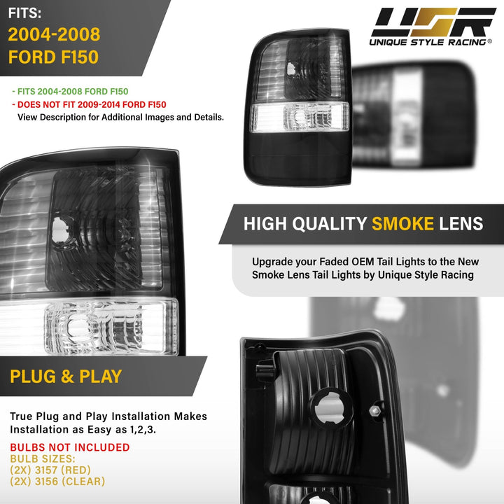 2004 - 2008 Ford F - 150 Pick Up Smoke Lens Tail Light