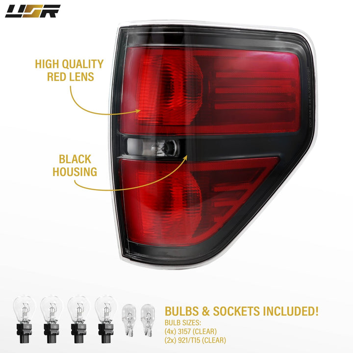 2009-2014 Ford F-150 Black Trim AM Replacement Tail Lights