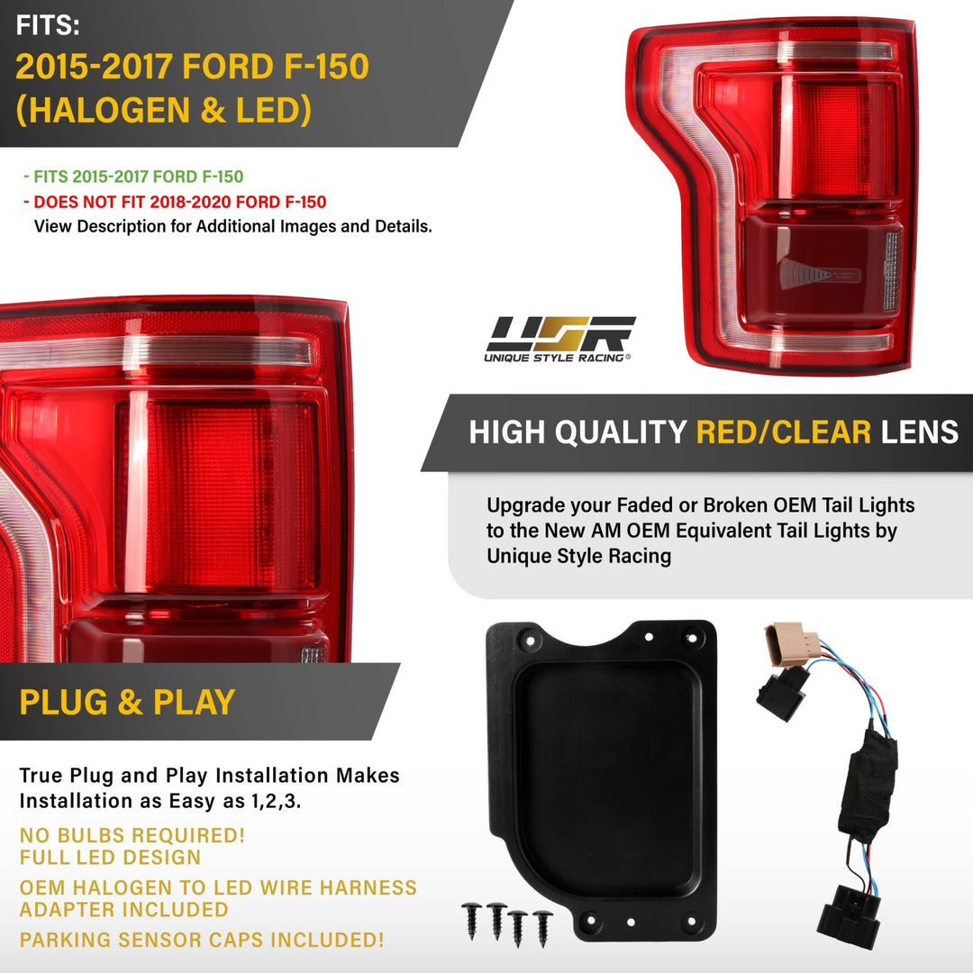 2015 - 2017 Ford F - 150 Halogen Model / LED OE Upgrade Tail Lights