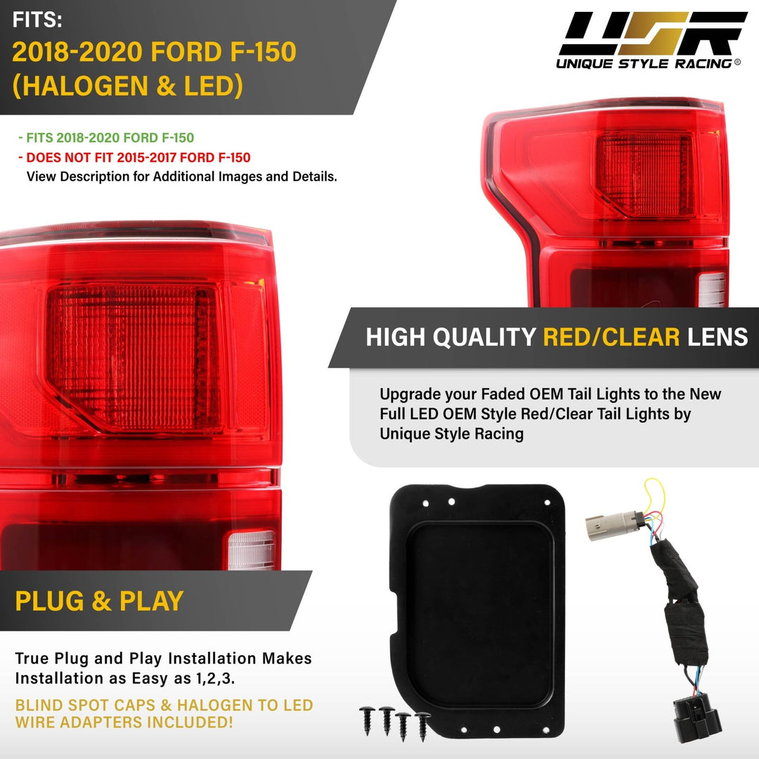 2018 - 2020 Ford F - 150 Halogen Model LED Upgrade Tail Lights