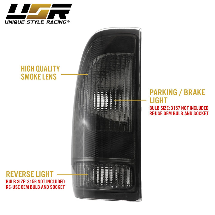 1997 - 2003 Ford F - 150 / F150 Pickup Truck & 1999 - 2007 Ford Super Duty Truck F250/F350/F450/F550 Smoke Lens Tail Lights