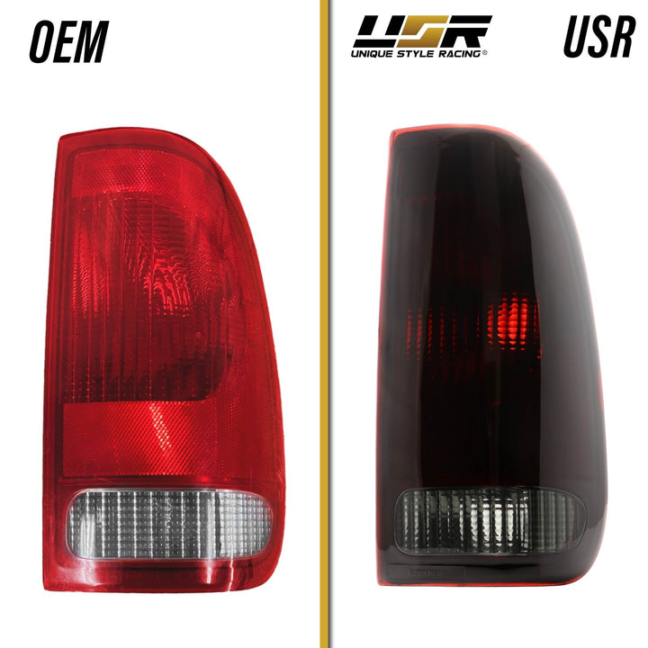 1997-2003 Ford F-150 & 1999-2007 F-250 / F-350 / F-450 / F-550 Super Duty Truck Dark Red Smoke Lens Tail Lights