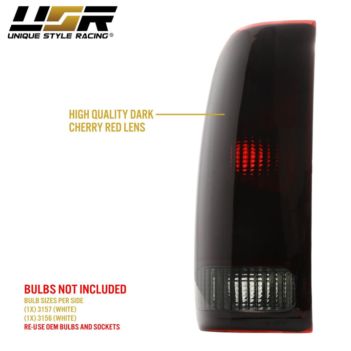 1997-2003 Ford F-150 & 1999-2007 F-250 / F-350 / F-450 / F-550 Super Duty Truck Dark Red Smoke Lens Tail Lights