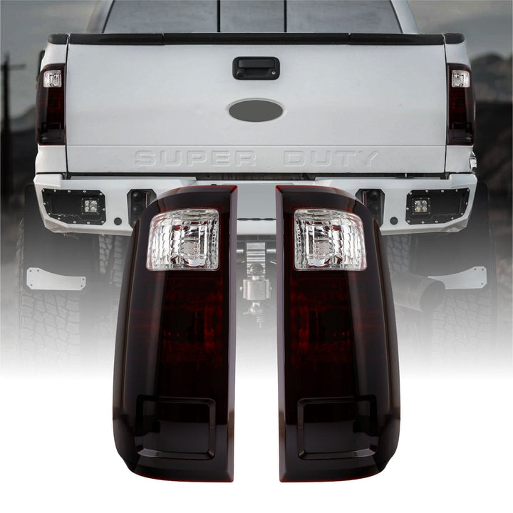 2008 - 2016 Ford F250 F350 Super Duty Truck Red Smoked Tail Light